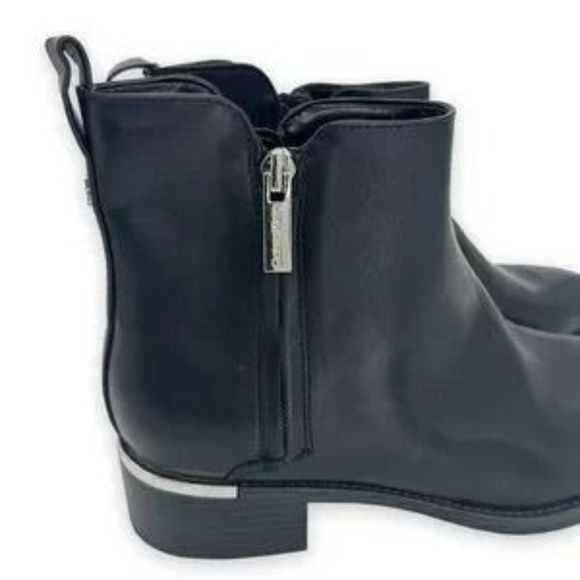 Calvin Klein Shoes - Calvin Klein Deniece Block Heel Ankle Booties Black Silver